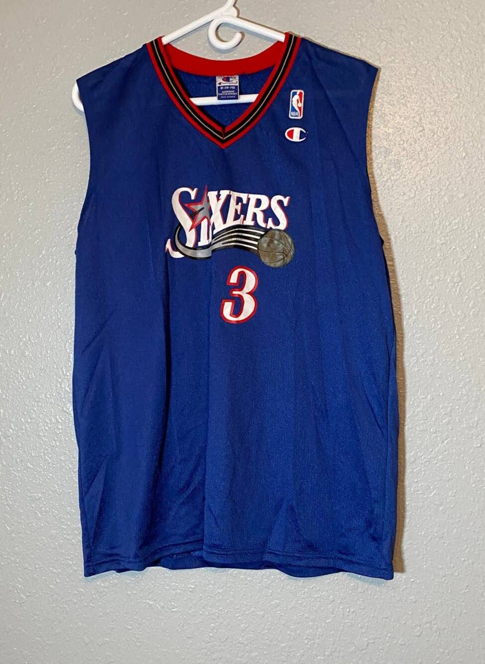 Champion XL Authentic Athletic Apparel Blue Red Jersey Iverson 3 Sixers NBA